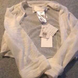 David’s Bridal, sheer ivory cover up. Medium